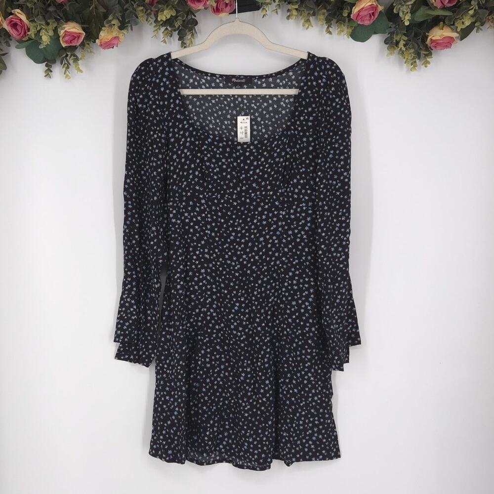 Madewell Seamed Long-Sleeve Mini Dress in Ditsy Floral Size 2 NWT